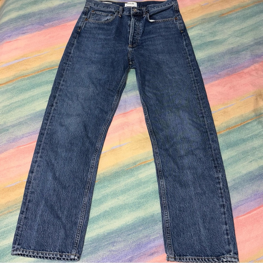 Agolde 90’s mid rise Straight Leg Jeans in Dark Blue Denim